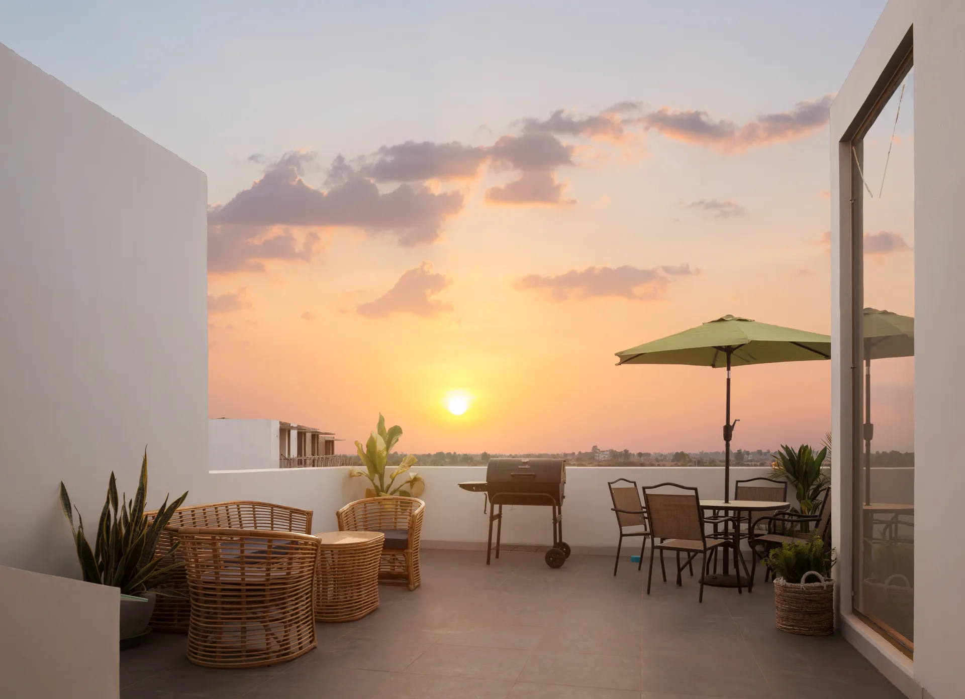 Bakong Village — a rooftop terrace of a home at sunset (photo)