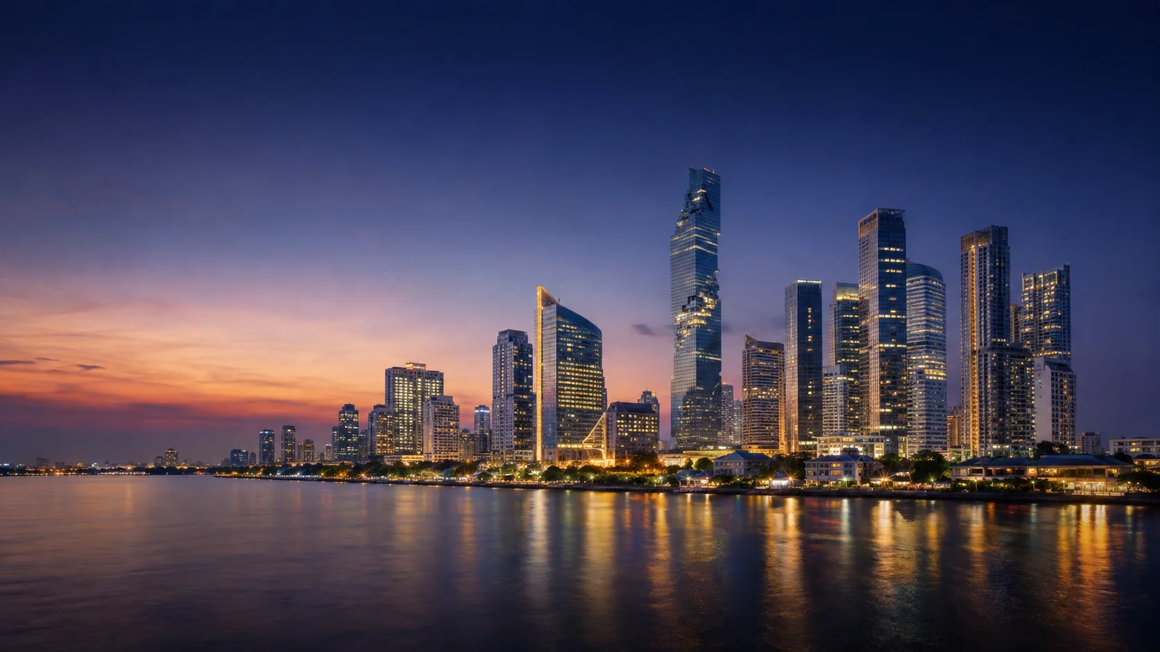 Bangkok skyline at night