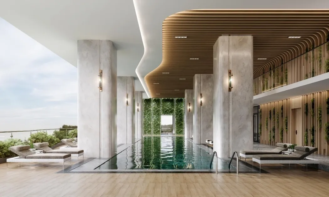 Diamond Bay Garden — pool overlooking the Bassac river (developer render)