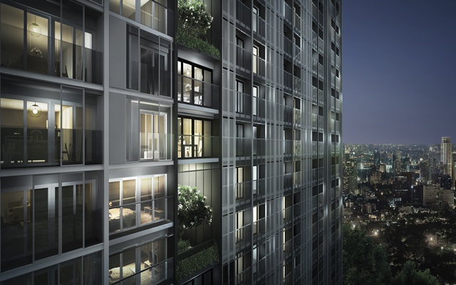 Balcony at a space ID Asoke–Ratchada, Bangkok