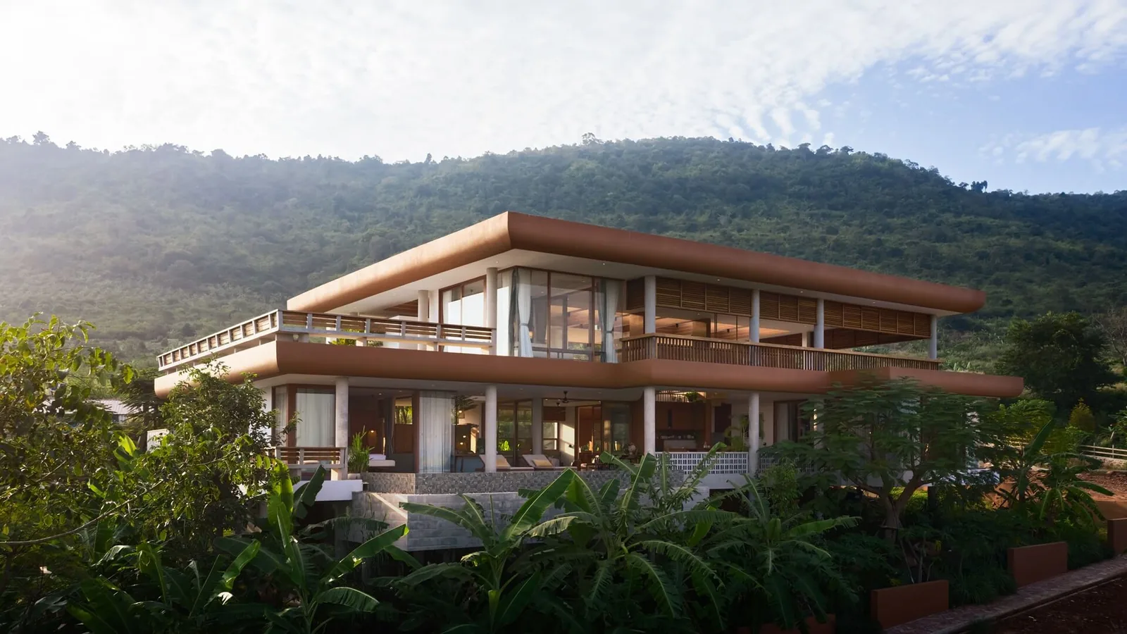Completed Amaya Kampot villas on a hillside in Kampot Province — 2