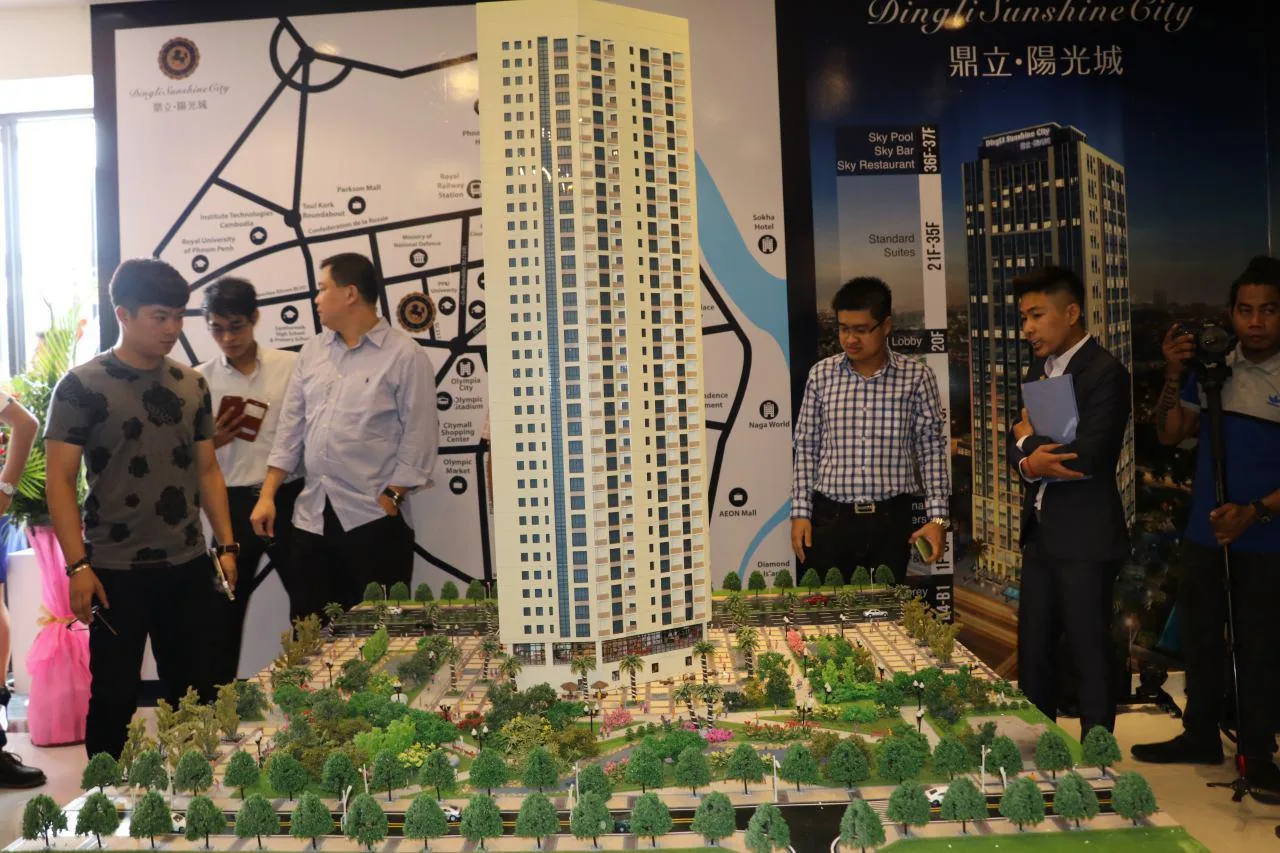 DingLi Sunshine City tower model at the project presentation, Phnom Penh