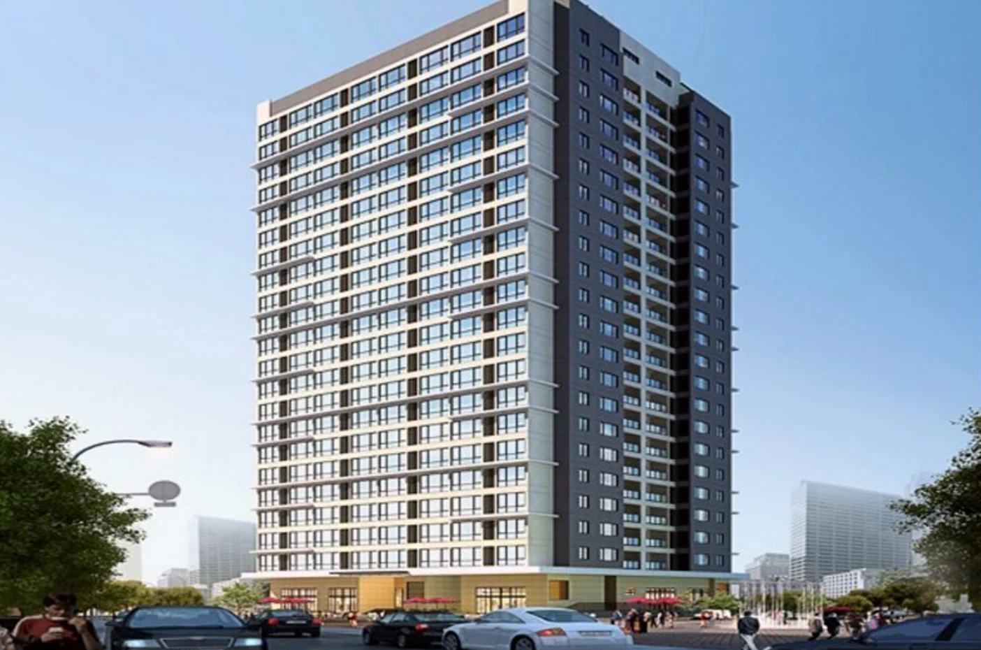 Render of East One building in Daun Penh, Phnom Penh