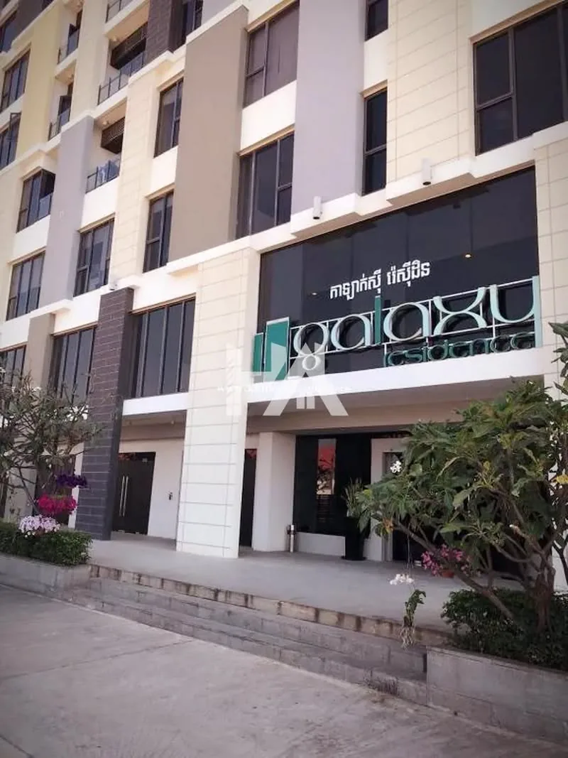 Completed Galaxy Residence condominium façade on National Road 6A, Phnom Penh