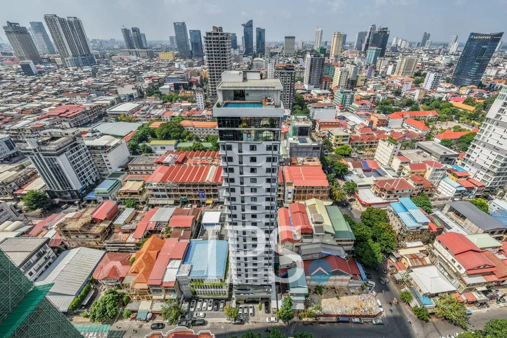 Completed KMH Residence tower on Street 208 in Daun Penh, Phnom Penh