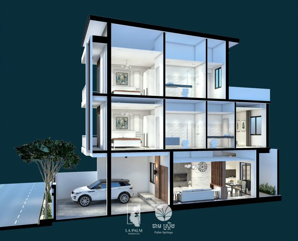 La Palm Residences, completed row-house façade in Dangkao, Phnom Penh — 30