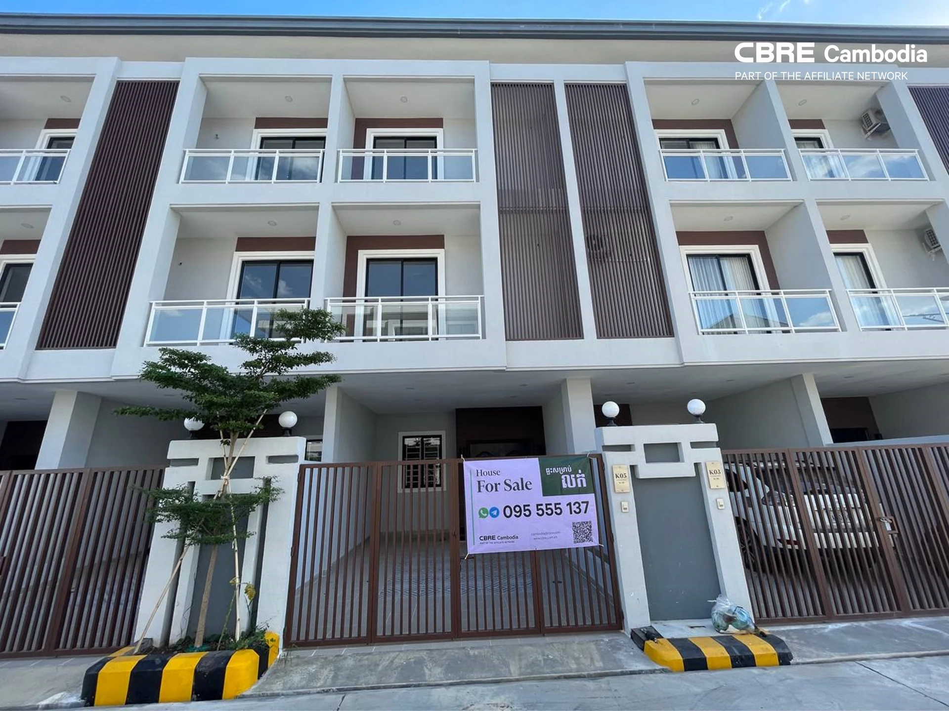 La Palm Residences, completed row-house façade in Dangkao, Phnom Penh
