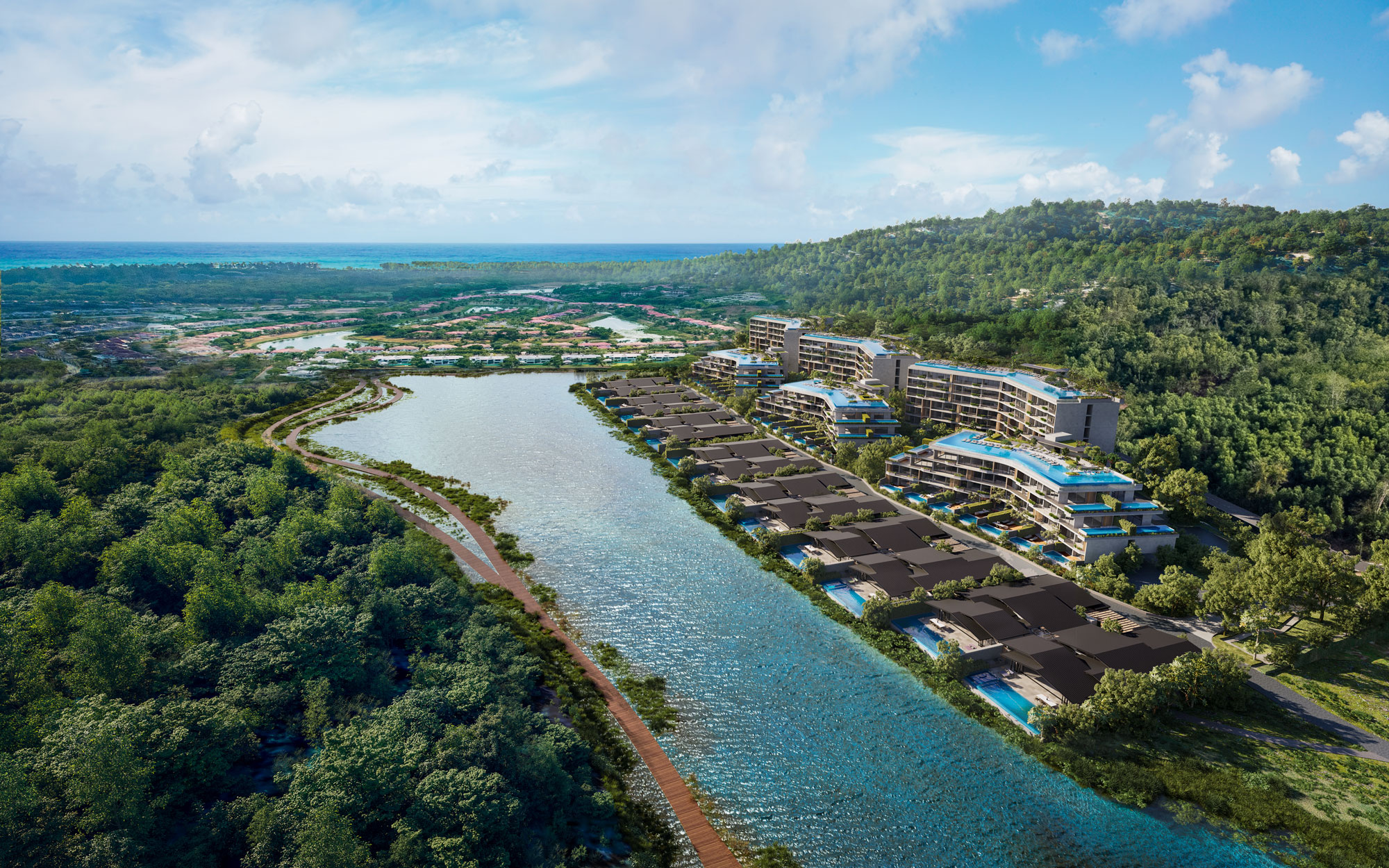 Laguna Lakelands Waterfront Villas viewed from above