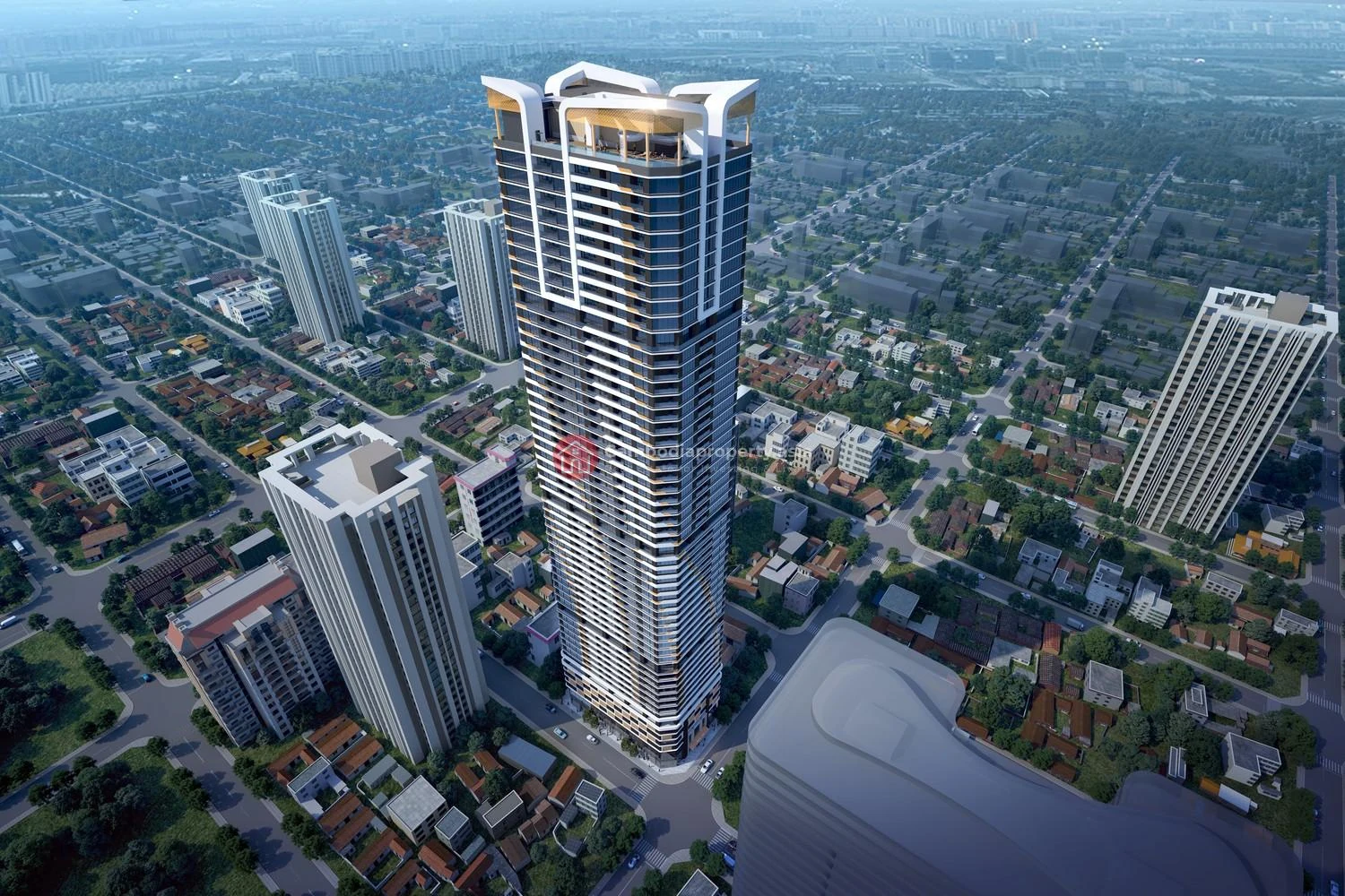 Le Condé 2 residential tower render in BKK1, Phnom Penh