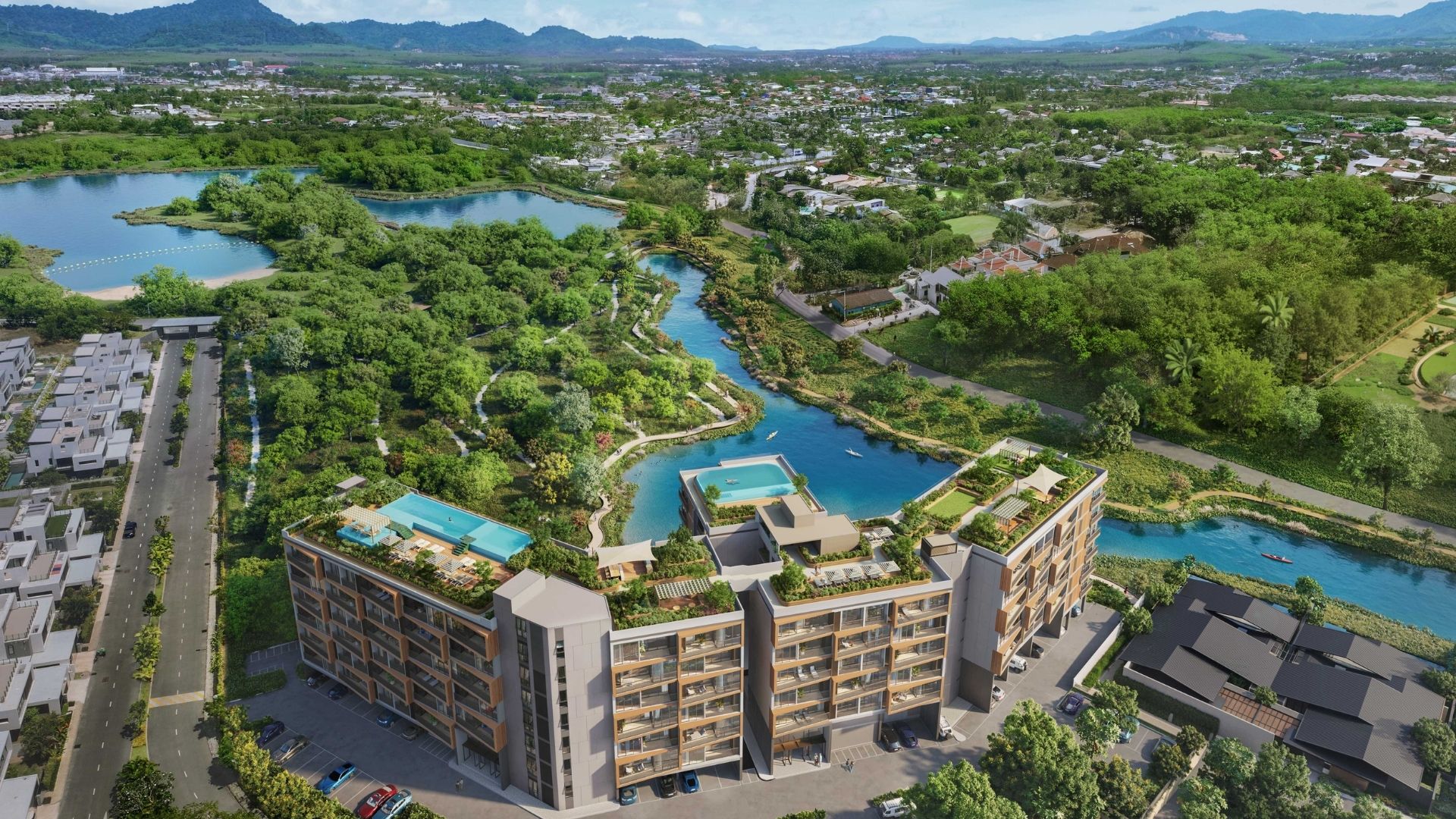 Проект Skypark Elara Lakelands Phuket с высоты