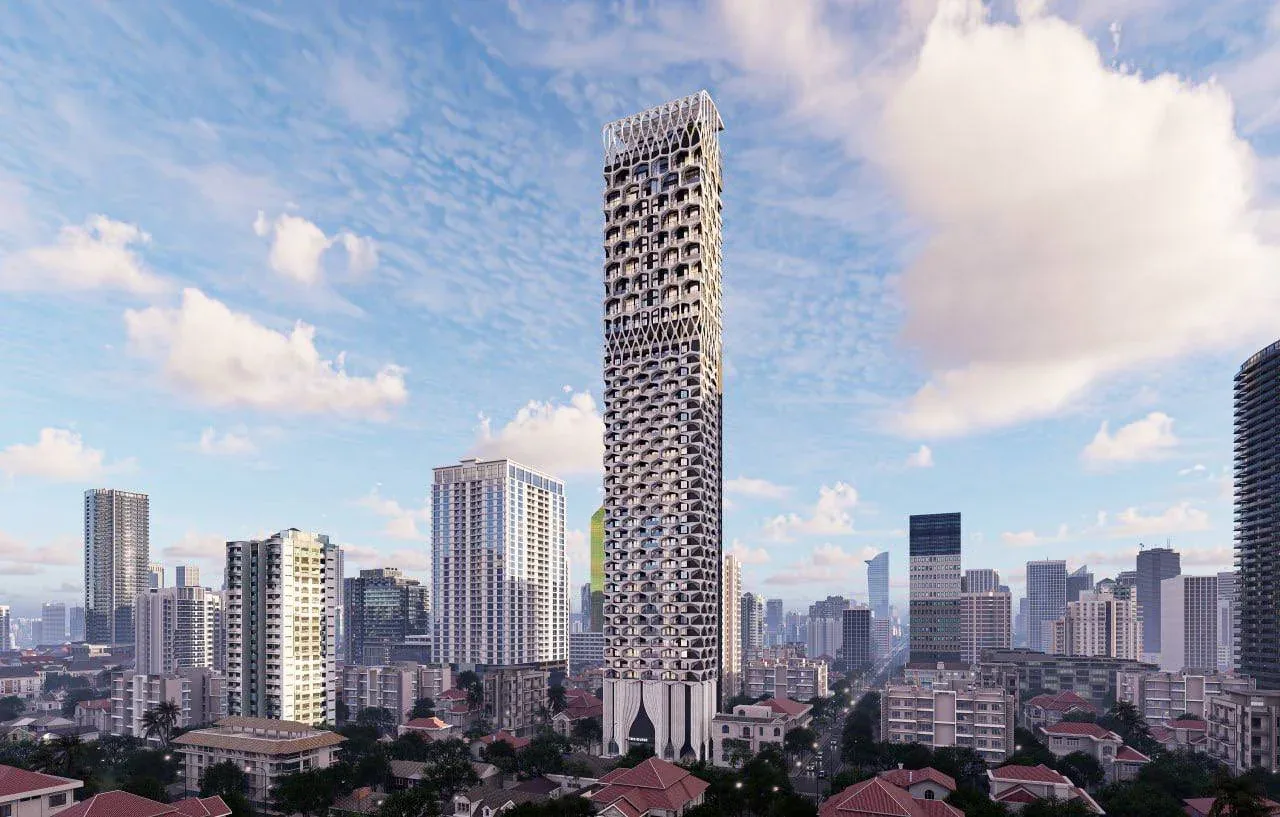 Time Square 302 exterior tower render in BKK1, Phnom Penh