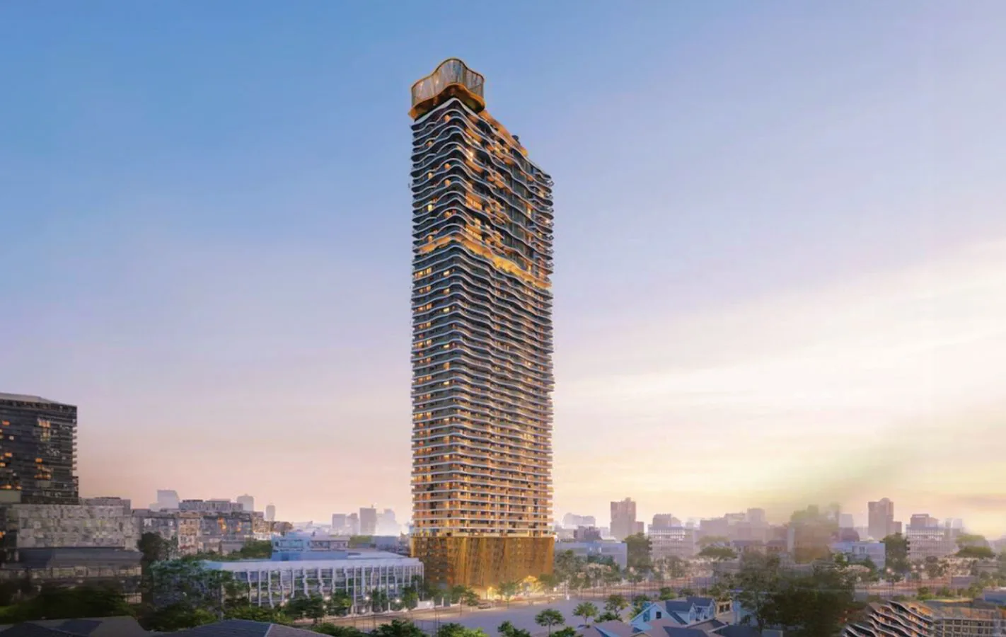 Time Square 8 residential tower render on Street 410 in Phnom Penh