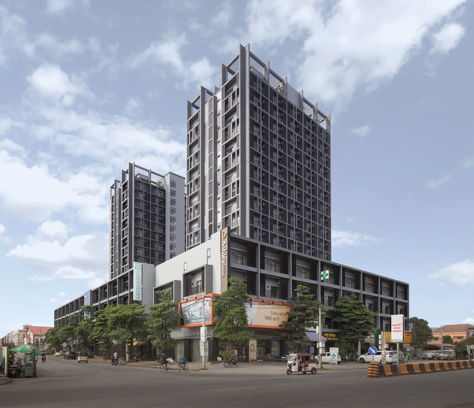 Completed Urban Loft Condominium towers in Sen Sok, Phnom Penh